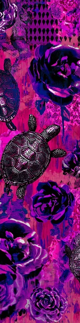 Free turtle bookmark featuring neon pink and roses turtle